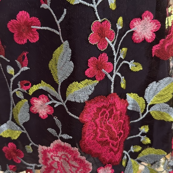 Sam Edelman Peony Embroidery Cap Sleeve Mini Dress Floral Navy Liner size 2 NWT - Picture 2 of 12